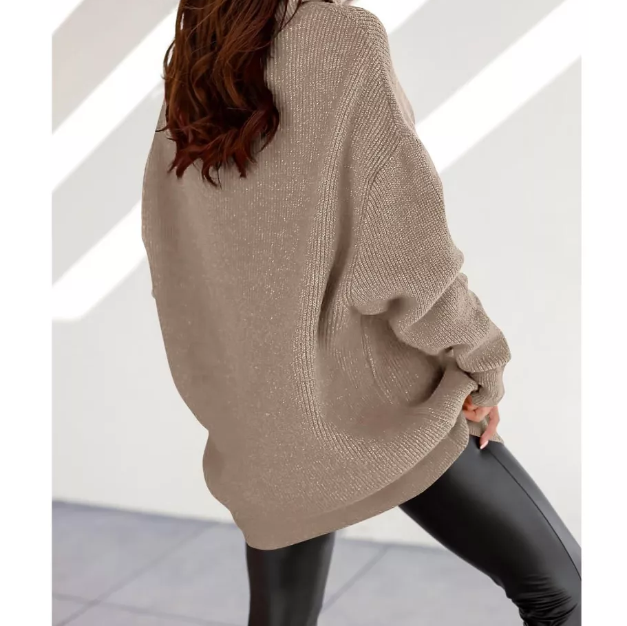 Womens Oversized Turtleneck Batwing Sleeve Knit Pullover