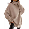 Womens Oversized Turtleneck Batwing Sleeve Knit Pullover